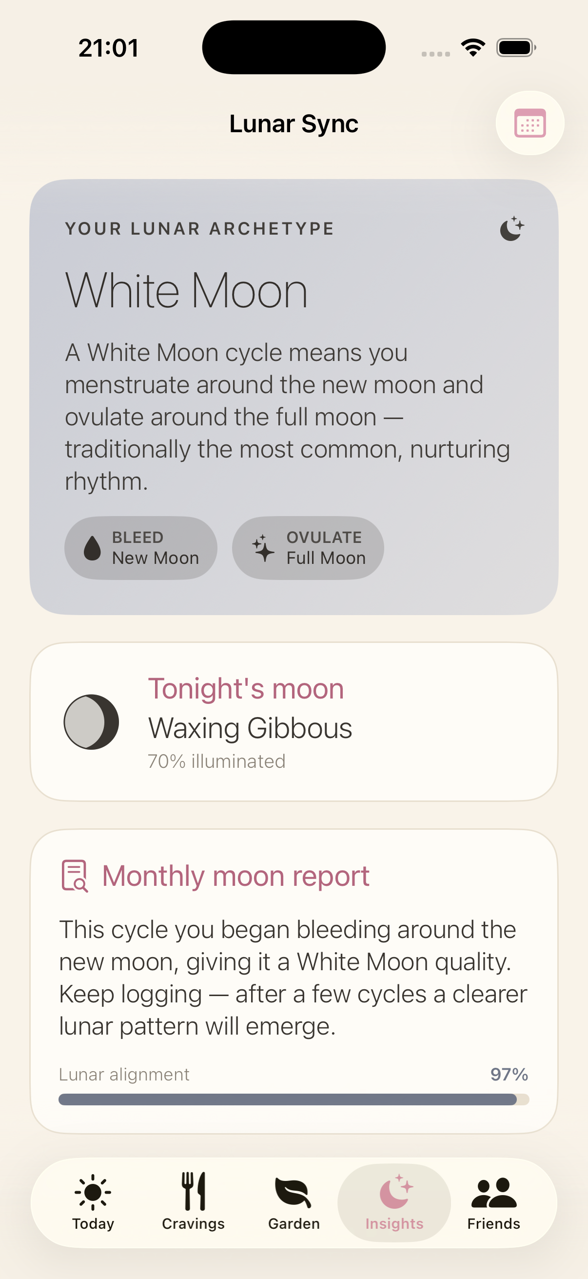 Lunar sync screen